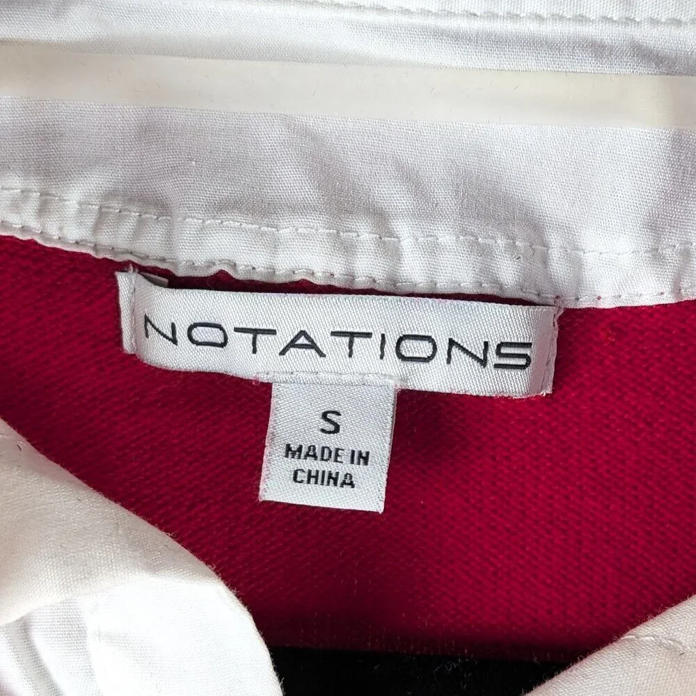 Notations Faux Collared Red Sweater - Small